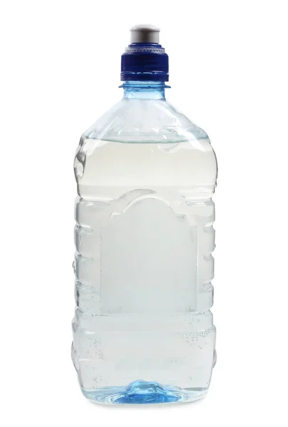 Butelki Szklanek Wody Białym Tle — Zdjęcie stockowe