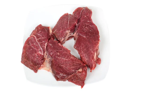 Carne Maiale Cruda Manzo Sul Piatto — Foto Stock