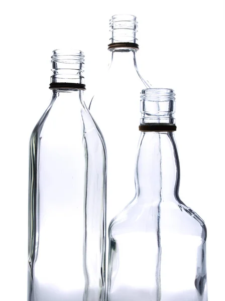 Empty Glass Wine Bottles White Background — Stock Photo, Image