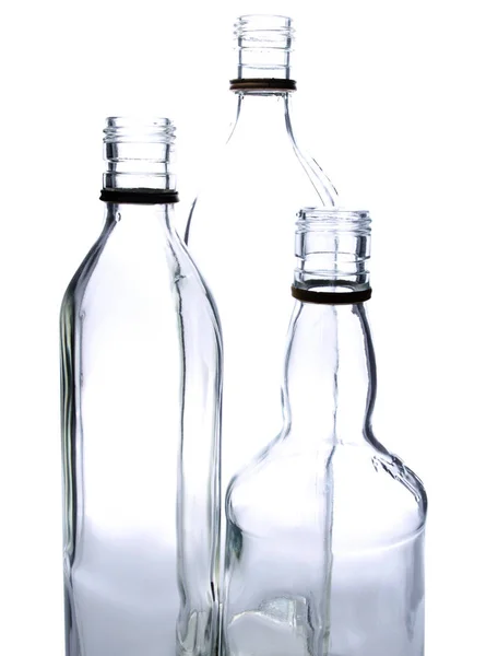 Empty Glass Wine Bottles White Background — Stock Photo, Image