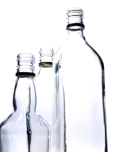 Empty Glass Wine Bottles White Background — Stock Photo, Image