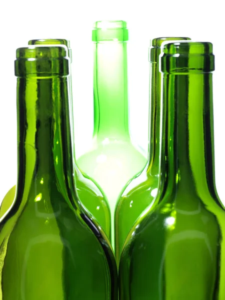 Empty Glass Wine Bottles White Background — Stock Photo, Image