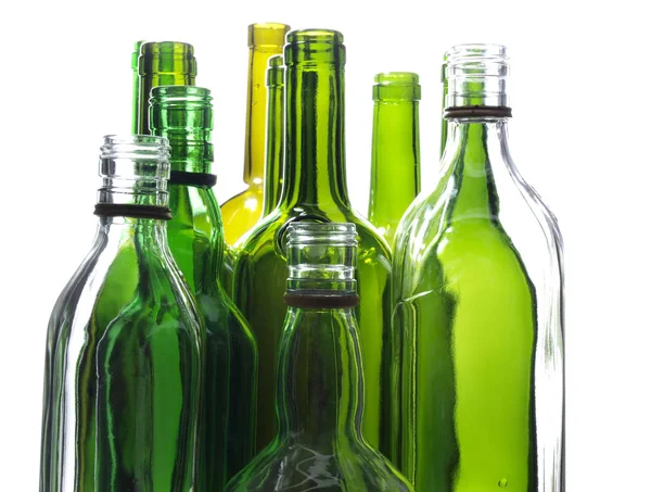 Empty Glass Wine Bottles White Background — Stock Photo, Image