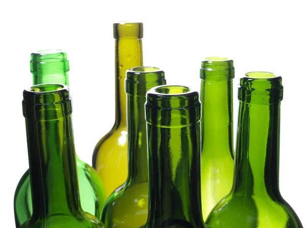 Empty Glass Wine Bottles White Background — Stock Photo, Image