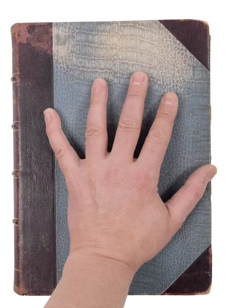 Old Classic Book Hand White Background — Stock Photo, Image