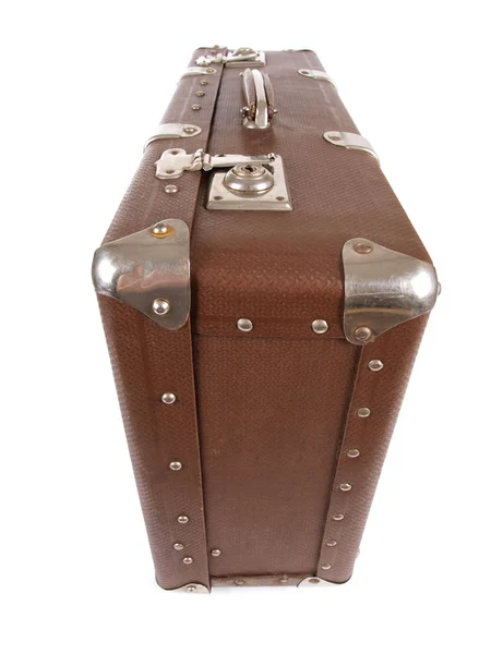 Old Leather Suitcase White Background — Stock Photo, Image