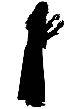 Beyaz bir arka plan üzerinde telefon olan kadın