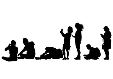 Beyaz arka plan kamerada kadınlarla