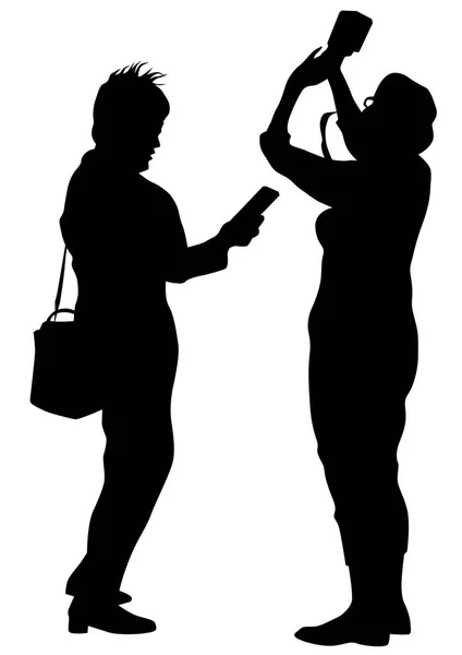 Femmes Avec Caméra Sur Fond Blanc — Image vectorielle