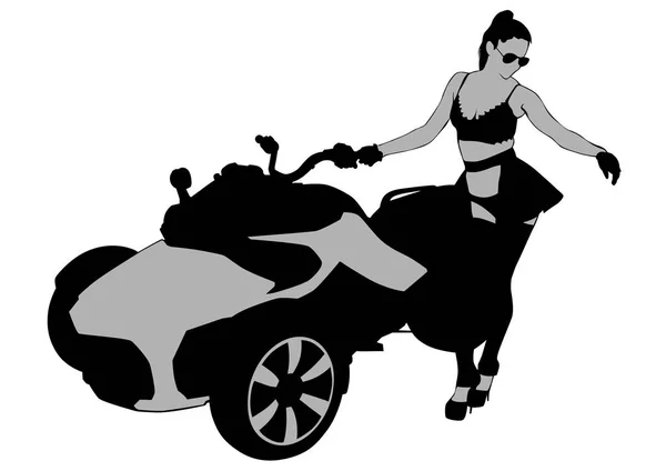 スポーツ バイクと美白女性の背景 — ストックベクタ