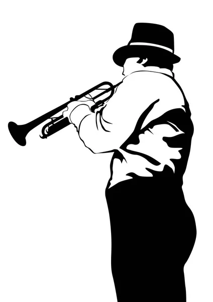 Μουσική Άνθρωπος Μπάντα Χάλκινων Πνευστών Της Πεντηκοστής Λευκό Φόντο — Διανυσματικό Αρχείο