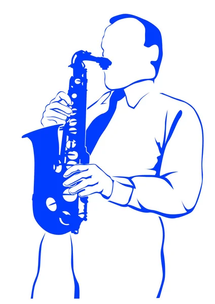 Muziek Man Whit Brassband Witte Achtergrond — Stockvector