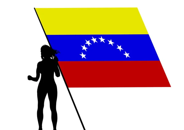 Jong Meisje Met Vlag Van Venezuela Een Witte Achtergrond — Stockvector