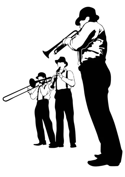 音乐人在白色背景的铜管乐队 — 图库矢量图片