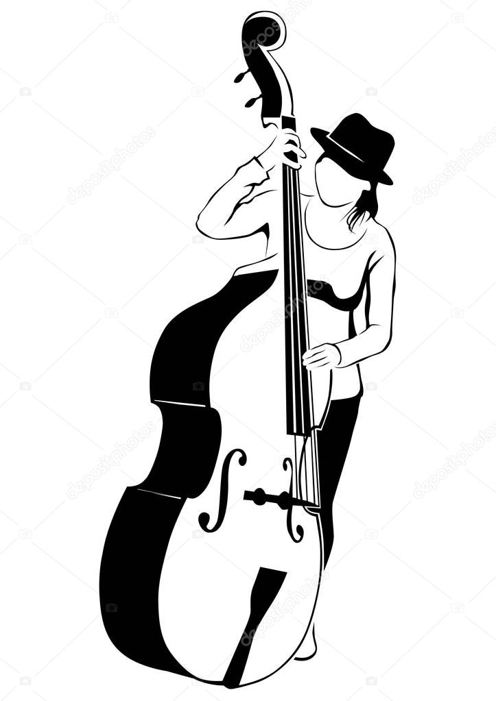 Music man whit jazz band on white background