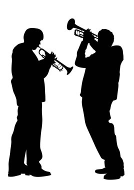 Beyaz arka planda müzik adam whit Caz Orkestrası