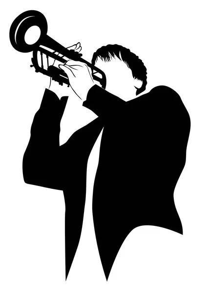 Muziek Man Whit Jazzband Witte Achtergrond — Stockvector