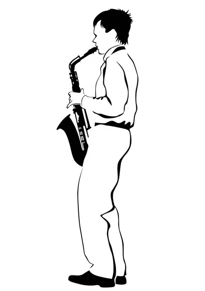 Musik Mann Whit Jazzband Auf Weißem Hintergrund — Stockvektor