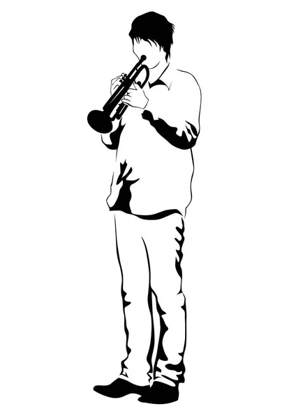 Musique Homme Whit Jazz Band Sur Fond Blanc — Image vectorielle