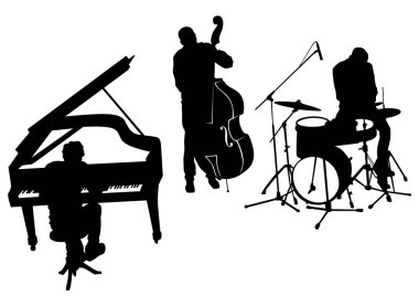 Beyaz arka planda müzik adam whit Caz Orkestrası