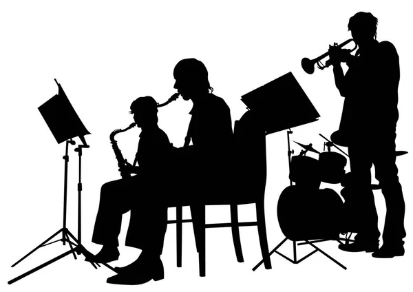 Music Man Whit Jazz Band Fundo Branco — Vetor de Stock