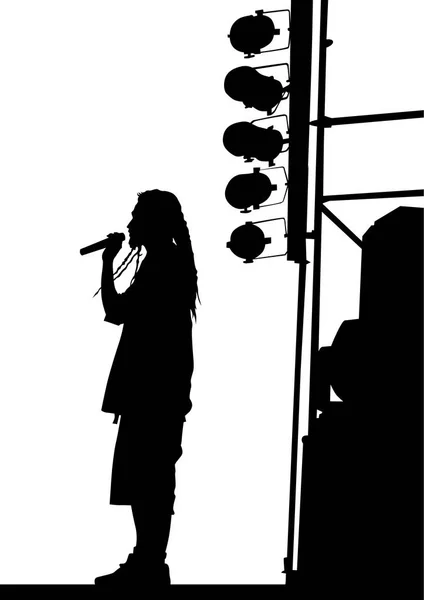 Artistes Hip Hop Avec Micros Sur Scène Sur Fond Blanc — Image vectorielle