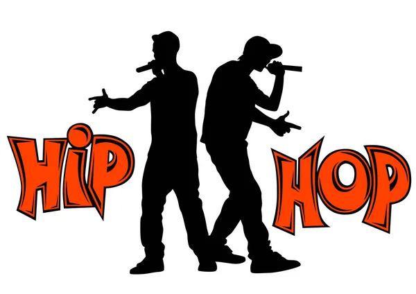 Artistas Hip Hop Com Microfones Palco —  Vetores de Stock