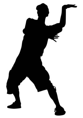 Beyaz zemin üzerine sahnede dans hip-hop sanatçıları