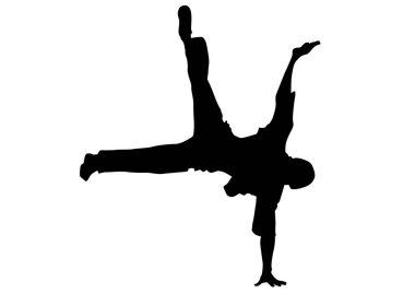 Beyaz zemin üzerine sahnede dans hip-hop sanatçıları