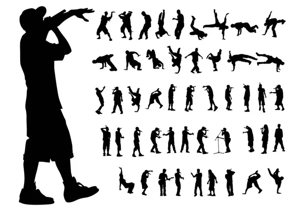 Artistas Hip Hop Danza Sobre Fondo Blanco — Vector de stock