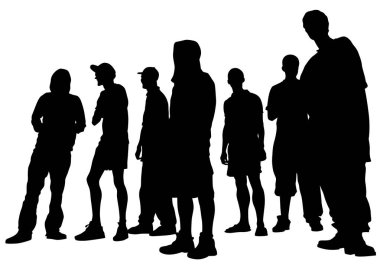 Beyaz arka plan üzerinde genç erkek kalabalıklar