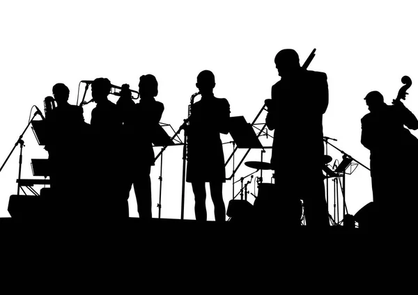 Musique Homme Whit Jazz Band Sur Fond Blanc — Image vectorielle