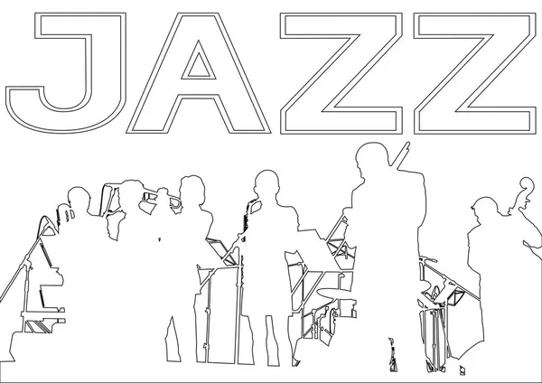 Muziek Man Whit Jazz Band Concert — Stockvector