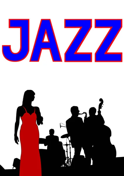 Muziek Man Whit Jazz Band Concert — Stockvector