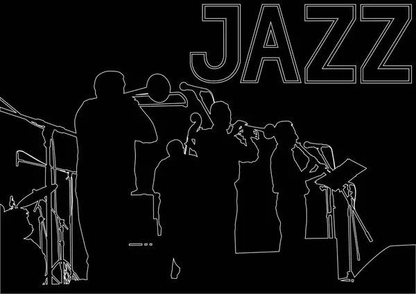 Hombre Música Con Banda Jazz Concierto — Vector de stock