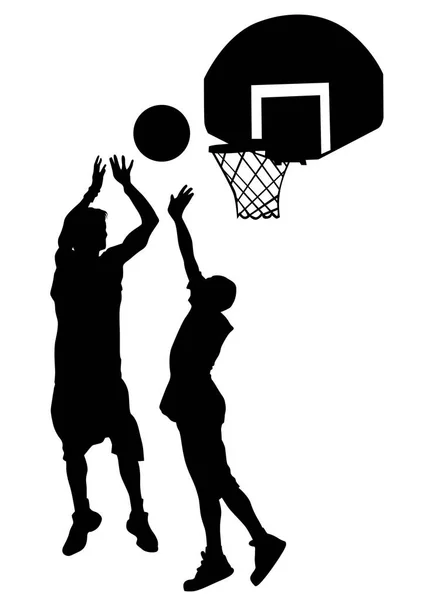 Молоді Спортсмени Грають Вуличний Баскетбол Білому Тлі — стоковий вектор