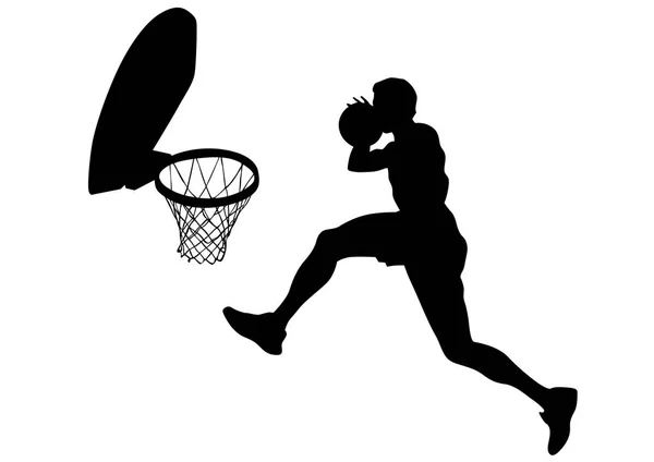 Молодые Спортсмены Играют Уличный Баскетбол Белом Фоне — стоковый вектор