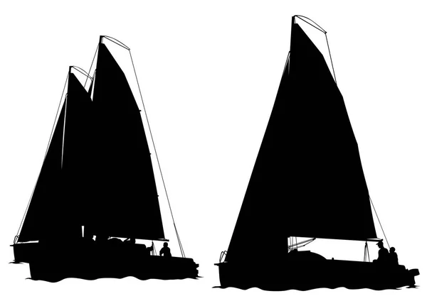 Vintage Ιστιοπλοϊκό Σκάφος Στη Θάλασσα Λευκό Φόντο — Διανυσματικό Αρχείο