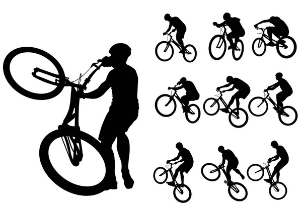 Sport Mensen Whit Fiets Witte Achtergrond — Stockvector