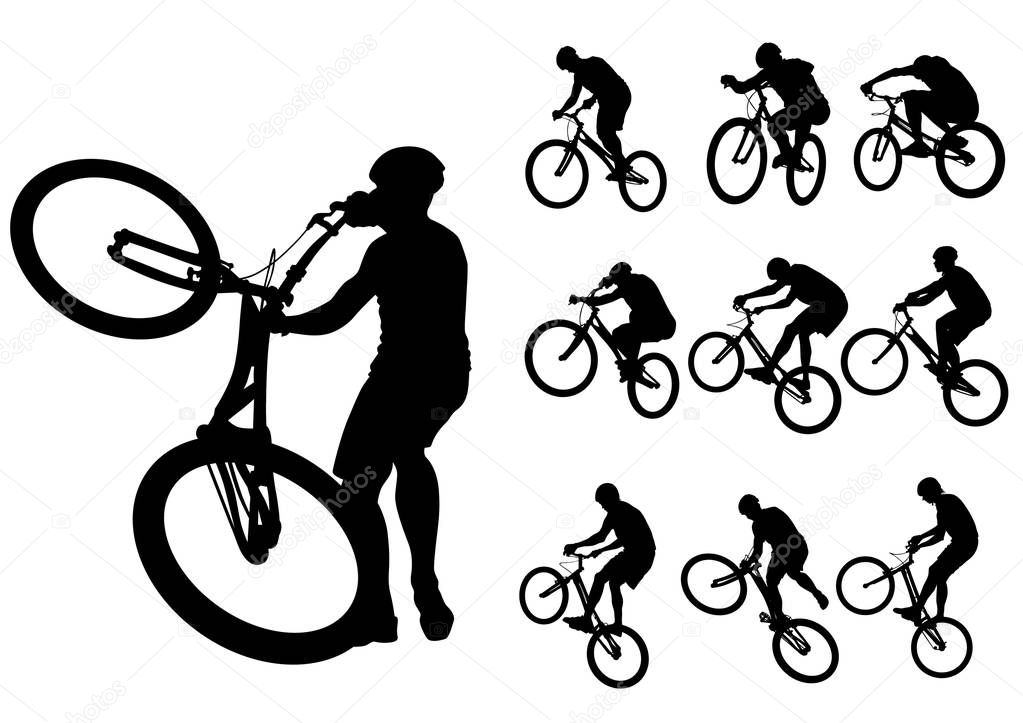 Sport people whit bike on white background