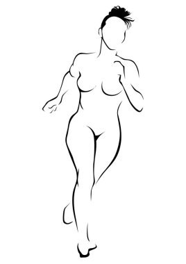 Beyaz arka planda koşan kadın sporcular