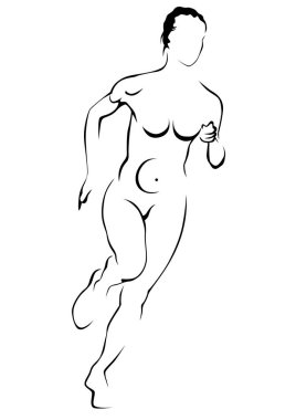 Beyaz arka planda koşan kadın sporcular