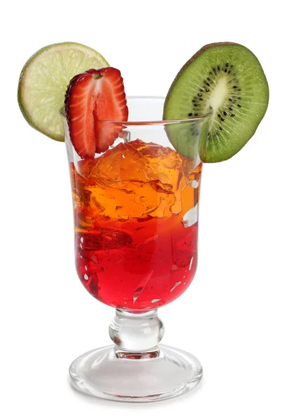 Coctail Copo Com Frutas Cruas Fundo Branco — Fotografia de Stock