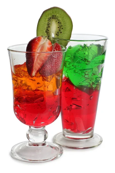 Coctail Bicchiere Con Frutta Cruda Sfondo Bianco — Foto Stock