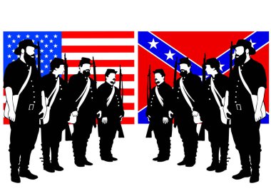 İç savaş kez beyaz arka plan üzerinde üniformalı Amerikan askerleri