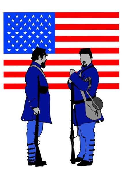 Amerikanische Soldaten Uniform Aus Bürgerkriegszeiten Auf Weißem Hintergrund — Stockvektor