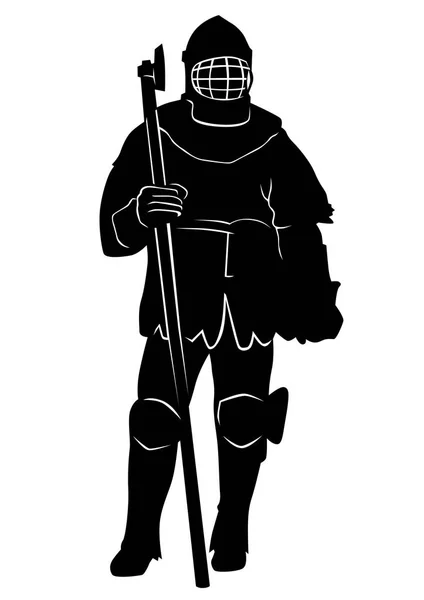 白い背景の上の古い騎士服の男 — ストックベクタ