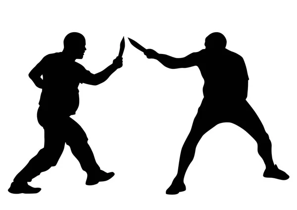 Man Sport Fight Knives White Background — Stock Vector