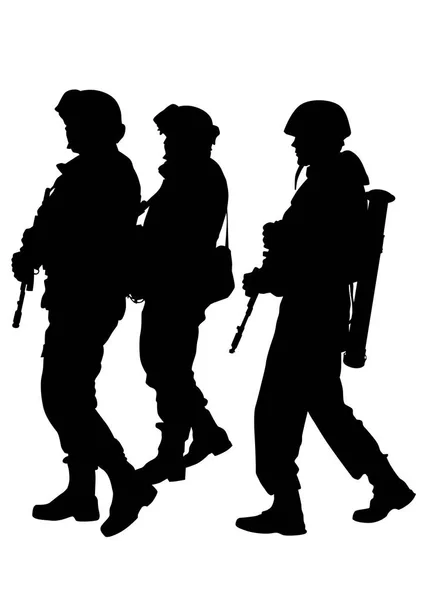 Soldat Uniforme Avec Arme Sur Fond Blanc — Image vectorielle