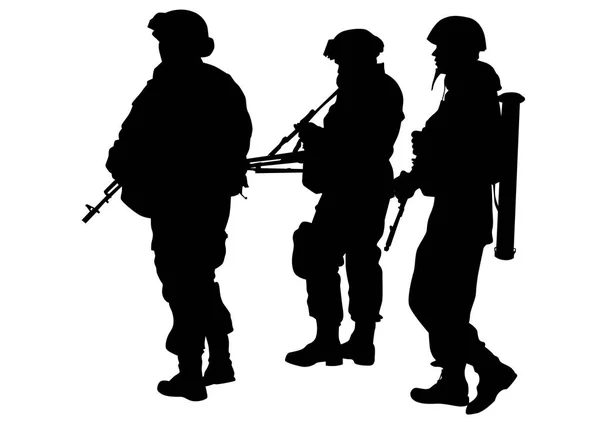 Soldado Uniforme Con Arma Sobre Fondo Blanco — Archivo Imágenes Vectoriales